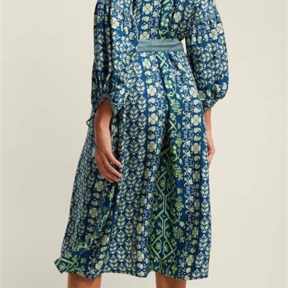 D'Ascoli Toscana Blue Silk Midi Dress sz S NEW - Picture 5 of 13